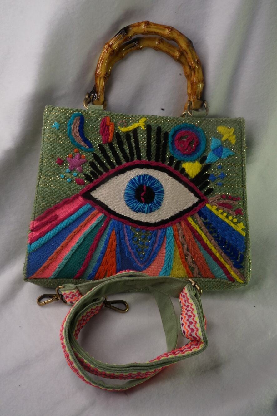America and Beyond Groovy Evil Eye crochet Handbag